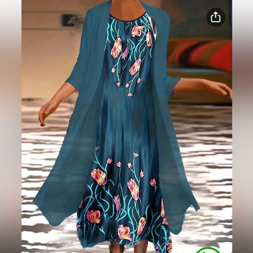 Floral Dress With Overlay